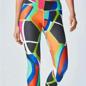 Fabletics Define PowerHold Mid-Rise Capri athletic Popsicle Print -Size S